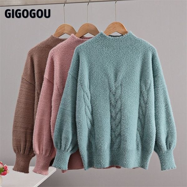 gigogou women pullover sweater mink cashmere winter crew neck pullover chic lady jumper christmas knitwear sweaters 201221, White;black
gigogou women pullover sweater mink cashmere winter crew neck pullover chic lady jumper christmas knitwear sweaters 201221, White;black