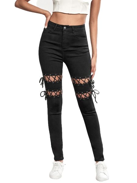 tall high waist grommet lace up front skinny jeans o5cl#, Blue
tall high waist grommet lace up front skinny jeans o5cl#, Blue