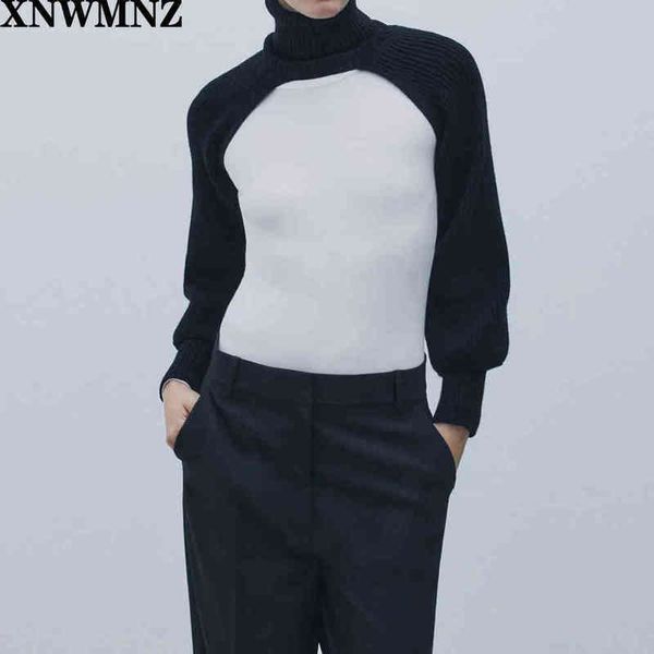 xnwmnz za women fashion knit arm warmers with turtleneck vintage long balloon sleeves ribbed trims sweater female pullovers chic 210513, White;black
xnwmnz za women fashion knit arm warmers with turtleneck vintage long balloon sleeves ribbed trims sweater female pullovers chic 210513, White;black