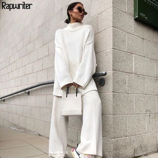 rapwriter womens autumn winter knitted long sweaters women oversize pullover turtleneck solid minimalist loose y200720, White;black
rapwriter womens autumn winter knitted long sweaters women oversize pullover turtleneck solid minimalist loose y200720, White;black
