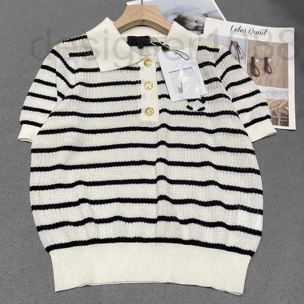 women's sweaters designer small fragrance stripe hollowed out polo knitted short sleeve thin women's clothing summer new product 2, White;black
women's sweaters designer small fragrance stripe hollowed out polo knitted short sleeve thin women's clothing summer new product 2, White;black