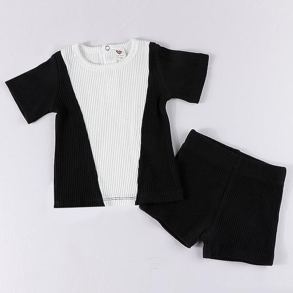 boys set summer clothes 2pcs and short black ribbed kid boy round neck sleeve contrast patch, White
boys set summer clothes 2pcs and short black ribbed kid boy round neck sleeve contrast patch, White