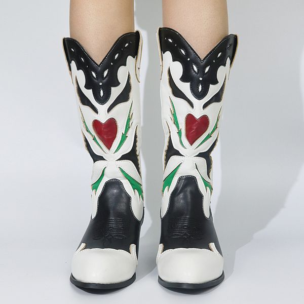 bonjomarisa brand luxury embroidery love heart chunky heel western boots for women casual vintage shoes woman 220725, Black
bonjomarisa brand luxury embroidery love heart chunky heel western boots for women casual vintage shoes woman 220725, Black