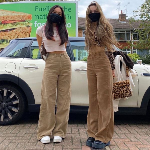 retro women jeans y2k brown wide leg pants corduroy baggy 90's solid high waist street style trousers comfortable 220325, Black;white
retro women jeans y2k brown wide leg pants corduroy baggy 90's solid high waist street style trousers comfortable 220325, Black;white