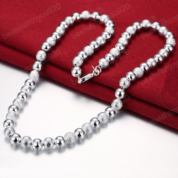 classic 925 silver necklaces jewelry 20 inches vintage 8mm frosted smooth beads fashion necklace women christmas gifts
classic 925 silver necklaces jewelry 20 inches vintage 8mm frosted smooth beads fashion necklace women christmas gifts