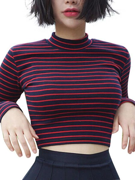 crop women chic all-match classic stripe slim short bustier turtleneck long sleeved t-shirt shirts tee, White
crop women chic all-match classic stripe slim short bustier turtleneck long sleeved t-shirt shirts tee, White