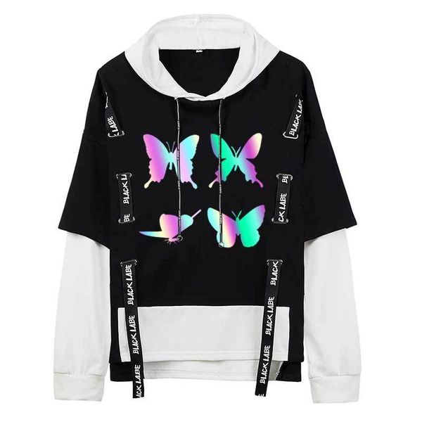 oversize ribbon hoodies reflective rainbow butterfly hooded sweatshirts fake two piece casual pullovers streetwear homme clothes 220608, Black
oversize ribbon hoodies reflective rainbow butterfly hooded sweatshirts fake two piece casual pullovers streetwear homme clothes 220608, Black