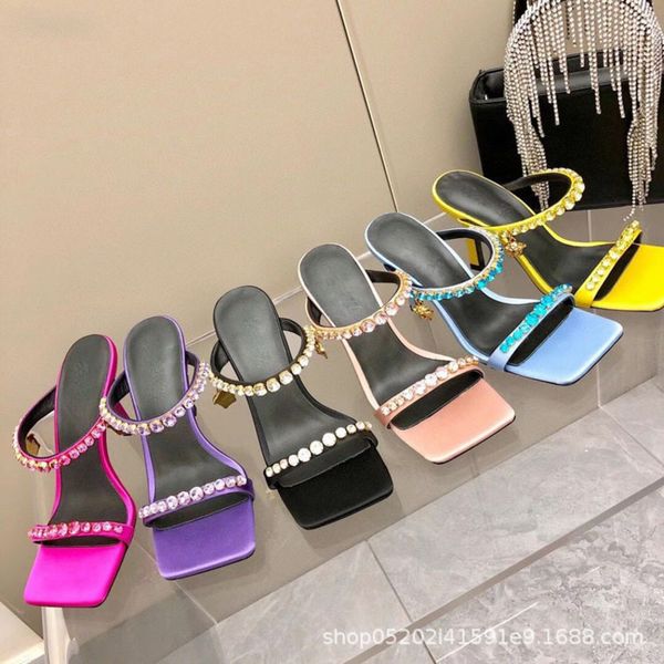 sandals summer high-heeled sandals extremely simple thin heel one-sided temperament women's slippers silk, Black
sandals summer high-heeled sandals extremely simple thin heel one-sided temperament women's slippers silk, Black