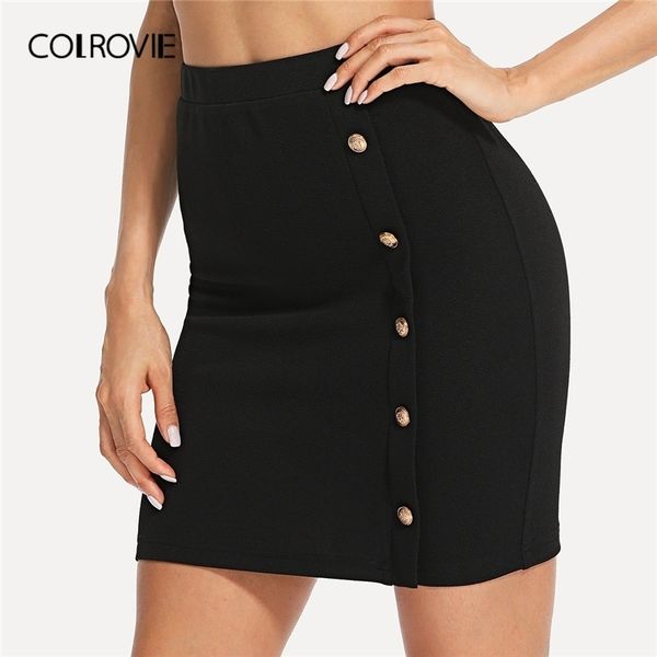 colrovie black solid gold button front bodycon elegant skirt women summer korean streetwear mini skirt office pencil skirts y200326
colrovie black solid gold button front bodycon elegant skirt women summer korean streetwear mini skirt office pencil skirts y200326