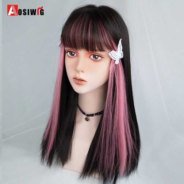 costume accessories aosi long straight synthetic wig highlight pink grey lolita girl cosplay natural hair with bangs anime for women hallowe, Silver
costume accessories aosi long straight synthetic wig highlight pink grey lolita girl cosplay natural hair with bangs anime for women hallowe, Silver