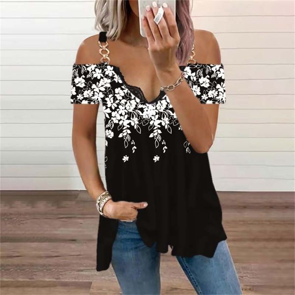 costumes summer floral print casual t shirt women short sleeve off-shoulder lace v-neck female pullovers overized loose street tee, Black
costumes summer floral print casual t shirt women short sleeve off-shoulder lace v-neck female pullovers overized loose street tee, Black