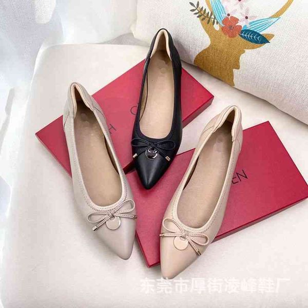 sandals early autumn korean version leather bow comfortable sheepskin pointed flat sole women's single shoes ballet dancing, Black 
sandals early autumn korean version leather bow comfortable sheepskin pointed flat sole women's single shoes ballet dancing, Black