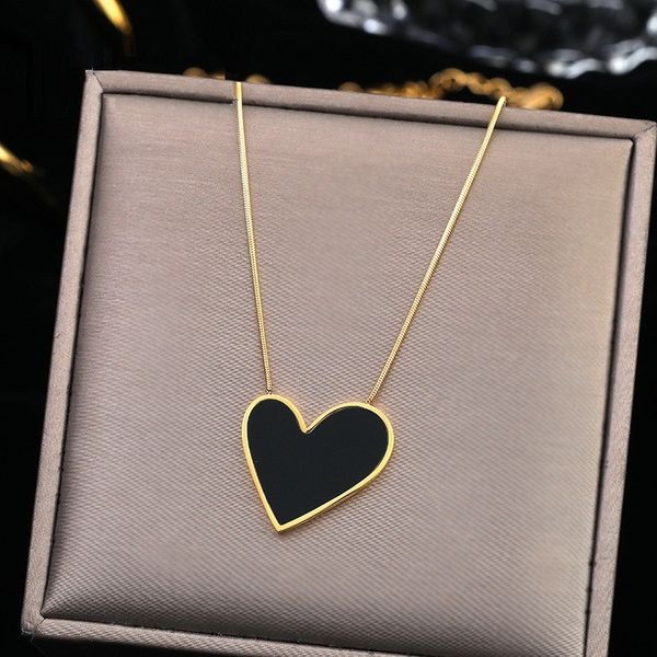 black peach heart pendant gold stainless steel necklace girls necklace accessories for woman, Silver
black peach heart pendant gold stainless steel necklace girls necklace accessories for woman, Silver