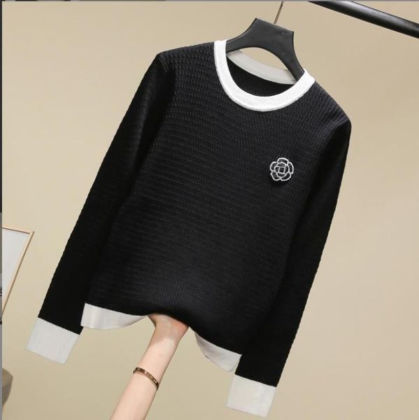 2022 brand same style sweater black white regular long sleeve crew neck panelled prom sweater fashion women clothes dl, White;black
2022 brand same style sweater black white regular long sleeve crew neck panelled prom sweater fashion women clothes dl, White;black