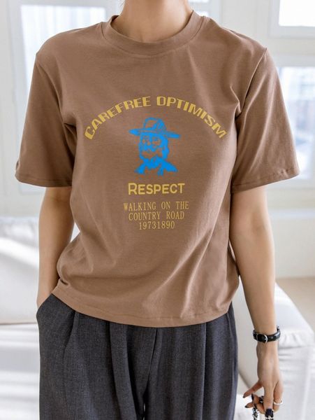 dazy figure & slogan graphic tee n0ar#, White
