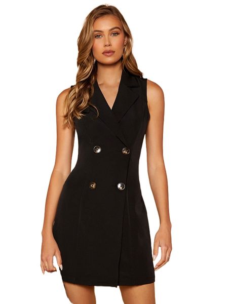 double breasted vest blazer dress j0iw#, White