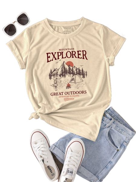 mountain & slogan graphic tee r6qx#, White