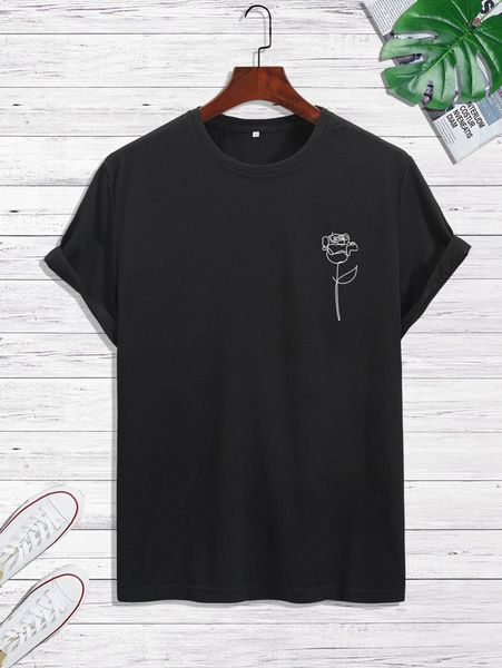 men floral print tee 95ed#, White;black