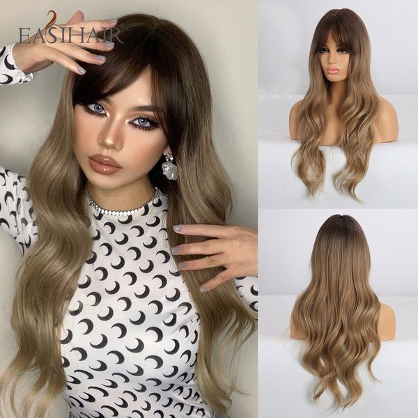 lx brand long wavy brown ombre synthetic wigs for women natural hair wig with bangs heat resistant daily party cosplay wigsfactory direct, Black
lx brand long wavy brown ombre synthetic wigs for women natural hair wig with bangs heat resistant daily party cosplay wigsfactory direct, Black