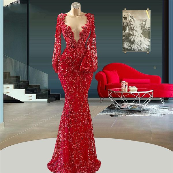 red sparkling mermaid prom dresses deep v neck long sleeves sequins appliques beads hollow 3d flower floor length plus size formal party gow, Black
red sparkling mermaid prom dresses deep v neck long sleeves sequins appliques beads hollow 3d flower floor length plus size formal party gow, Black