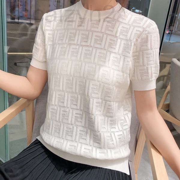 women's knits & tees designer huanxin season 22 summer new good quality letter jacquard hollowed out ice silk thin pure color short sle, White
women's knits & tees designer huanxin season 22 summer new good quality letter jacquard hollowed out ice silk thin pure color short sle, White