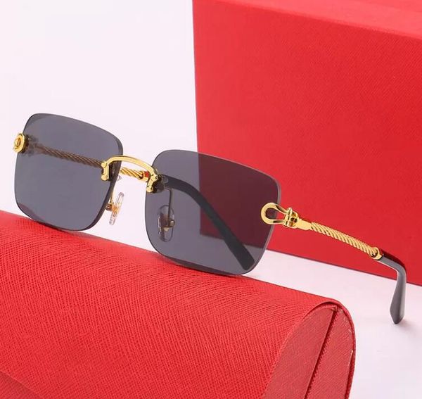 latest fashion men sunglasses sunshade glasses leopard head composite metal rimless optical frame classic rectangle square gold luxury sungl, White;black
latest fashion men sunglasses sunshade glasses leopard head composite metal rimless optical frame classic rectangle square gold luxury sungl, White;black