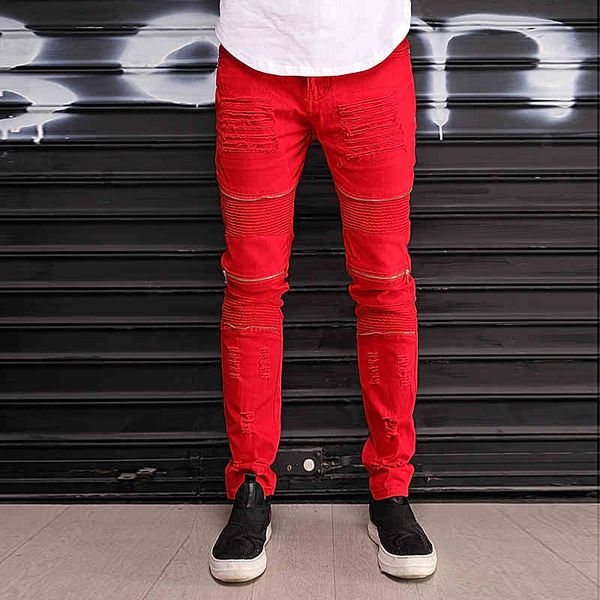men's jeans men's motorcycle pants with holes jeans elastic zipper fashion pants 072f, Blue
men's jeans men's motorcycle pants with holes jeans elastic zipper fashion pants 072f, Blue