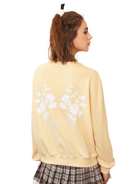 slogan and floral embroidery drop shoulder sweatshirt d0yo#, Black
slogan and floral embroidery drop shoulder sweatshirt d0yo#, Black