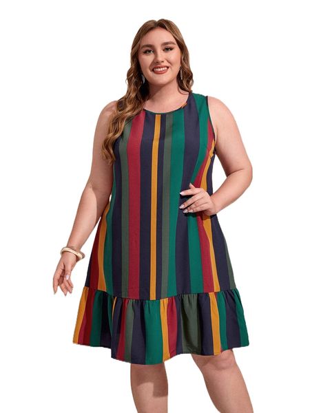 emery rose plus block striped ruffle hem dress p1h7#, Black
emery rose plus block striped ruffle hem dress p1h7#, Black