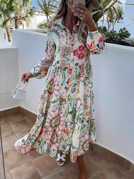 turn-down collar women casual party dress printing loungewear vintage summer long sleeve ladies maxi streetwear vestidos, White
turn-down collar women casual party dress printing loungewear vintage summer long sleeve ladies maxi streetwear vestidos, White