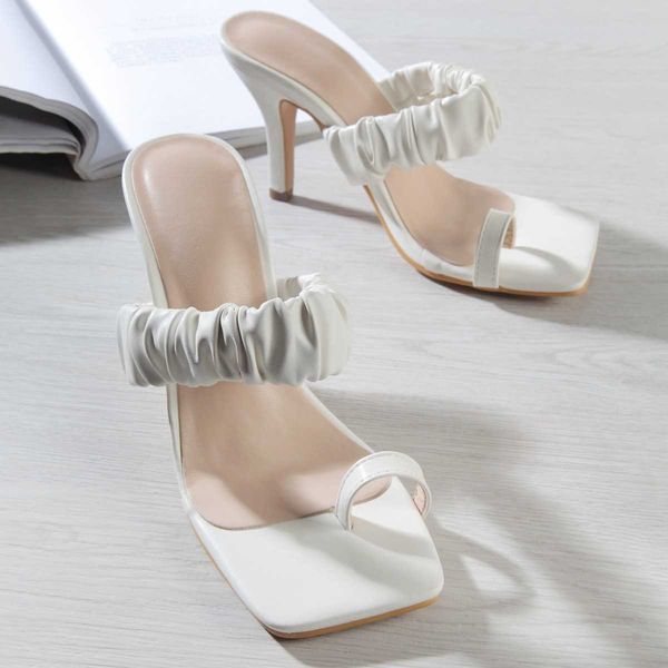 white high heels flip-flops flip flops office all-match sandals, Black