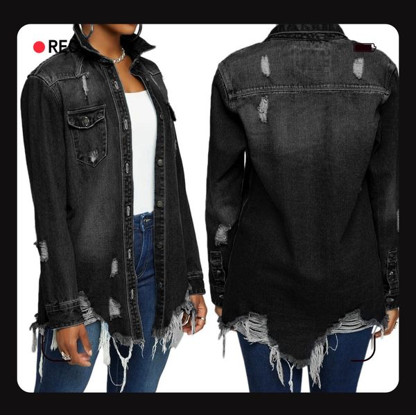 2022 latest design frayed vintage womens denim jackets italian designer women's jacket single breasted hole black coats fashion outerw, Black;brown
2022 latest design frayed vintage womens denim jackets italian designer women's jacket single breasted hole black coats fashion outerw, Black;brown