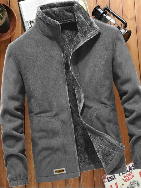 men patched detail teddy lined fleece jacket d0cg#, Black;brown
men patched detail teddy lined fleece jacket d0cg#, Black;brown