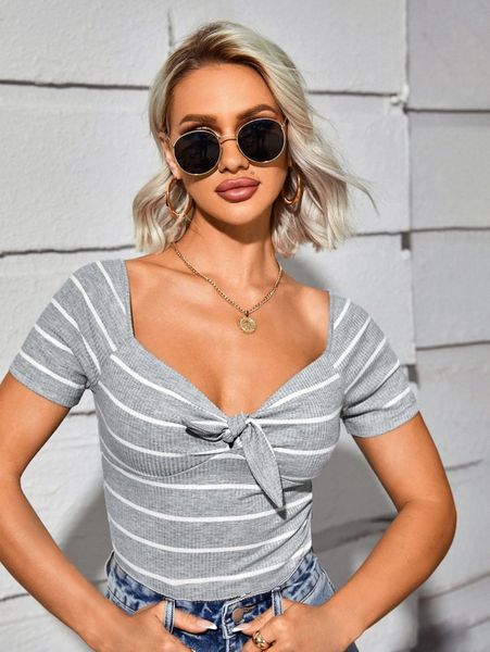 knot front striped 857s#, White
knot front striped 857s#, White