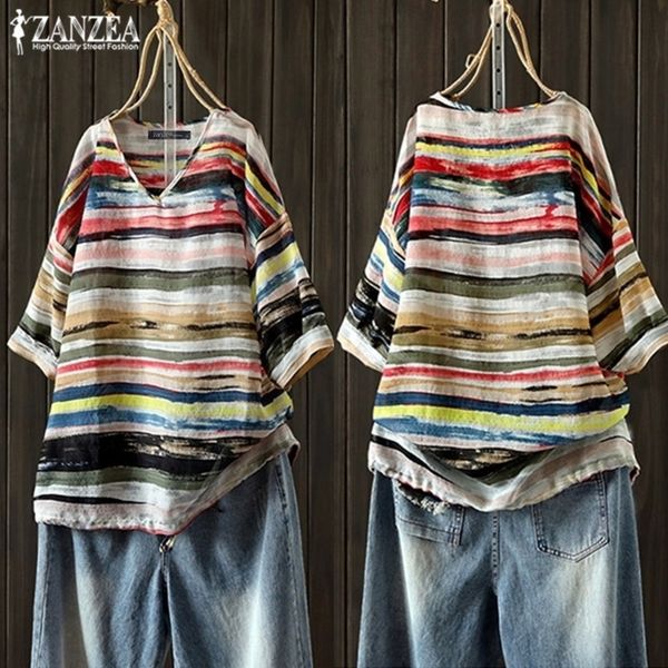 zanzea womens striped blouse vintage summer casual v neck blusas female short sleeve shirt chemise oversize tunic 5xl y200622, White
zanzea womens striped blouse vintage summer casual v neck blusas female short sleeve shirt chemise oversize tunic 5xl y200622, White