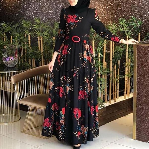 casual dresses muslim abaya dress plus size fashion long sleeve elegant ethnic floral print belt vintage maxi kaftan robe, Black;gray
casual dresses muslim abaya dress plus size fashion long sleeve elegant ethnic floral print belt vintage maxi kaftan robe, Black;gray
