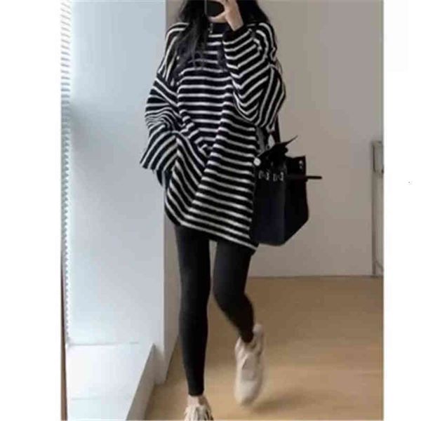 women's sweaters autumn korean version loose versatile lazy soft waxy medium length black and white striped sweater for women bottoming, White;black
women's sweaters autumn korean version loose versatile lazy soft waxy medium length black and white striped sweater for women bottoming, White;black