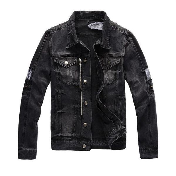 designer ripped jeans jackets hi street distressed denim trucker outerwear 2082, Black;brown
designer ripped jeans jackets hi street distressed denim trucker outerwear 2082, Black;brown