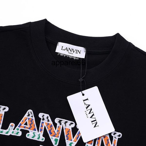 men's and women's t-shirt round neck cotton lanvin embroidery oversized short-sleeved loose t shirts, White;black
men's and women's t-shirt round neck cotton lanvin embroidery oversized short-sleeved loose t shirts, White;black