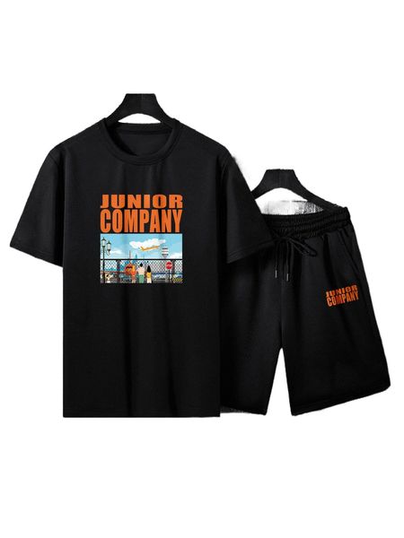 men figure & letter graphic tee & shorts w6cp#, Gray
men figure & letter graphic tee & shorts w6cp#, Gray