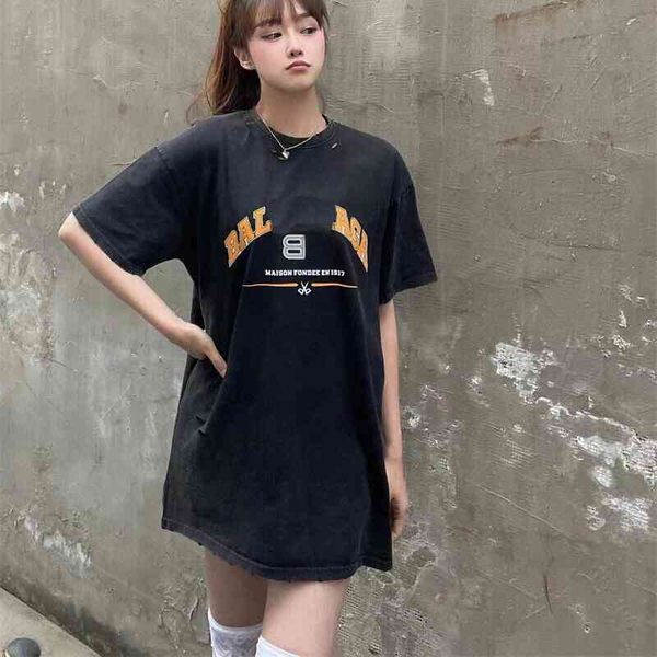 women's t-shirt spring and summer washing hole breaking paris style scissors men's women's fashion br printed short sleeve la, White
women's t-shirt spring and summer washing hole breaking paris style scissors men's women's fashion br printed short sleeve la, White