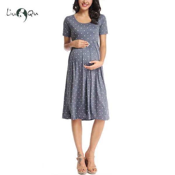 women summer pleated polka dot loose swing casual midi maternity dress pregnancy dress short sleeve knee length pregnant clothes g220309, White
women summer pleated polka dot loose swing casual midi maternity dress pregnancy dress short sleeve knee length pregnant clothes g220309, White