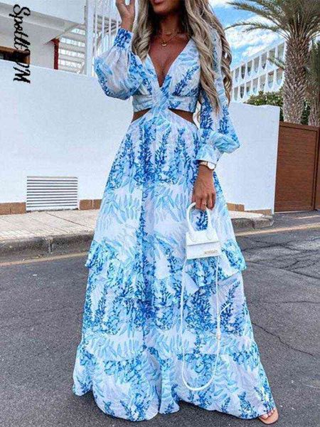 women backless hollow out print maxi dress 2022 summer v neck lantern sleeve club party long dresses female beach outfits t220816, Black;gray
women backless hollow out print maxi dress 2022 summer v neck lantern sleeve club party long dresses female beach outfits t220816, Black;gray
