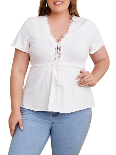 plus contrast lace fringe detail i4jh#, Black 
plus contrast lace fringe detail i4jh#, Black