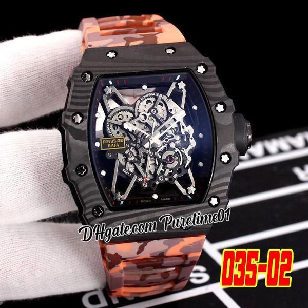 2022 rafael nadal ntpt carbon fiber case miyota automatic mens watch skeleton dial orange gray camouflage rubber strap watches puretime01 e1, Slivery;brown
2022 rafael nadal ntpt carbon fiber case miyota automatic mens watch skeleton dial orange gray camouflage rubber strap watches puretime01 e1, Slivery;brown