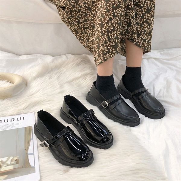 shoes for women patent leather platform classics vintage black flats japanese student jk fashion casual loafers new 220614
shoes for women patent leather platform classics vintage black flats japanese student jk fashion casual loafers new 220614