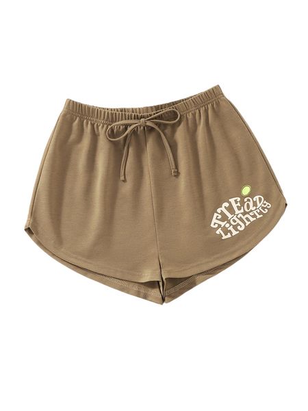 letter graphic knot waist track shorts v7iw#, White;black