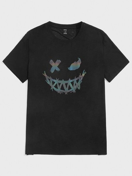 men reflective cartoon face graphic tee 448v#, White;black
men reflective cartoon face graphic tee 448v#, White;black