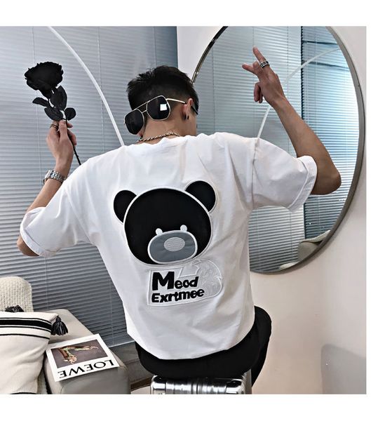 2022 summer mens designer t shirt casual man with cute bear printed luxury and fashion plus size, White;black
2022 summer mens designer t shirt casual man with cute bear printed luxury and fashion plus size, White;black