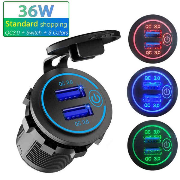 12v/24v 36w qc 3.0 2 usb charger socket touch switch waterproof universal car truck charging socker for phone tablet camera gps w220328
12v/24v 36w qc 3.0 2 usb charger socket touch switch waterproof universal car truck charging socker for phone tablet camera gps w220328